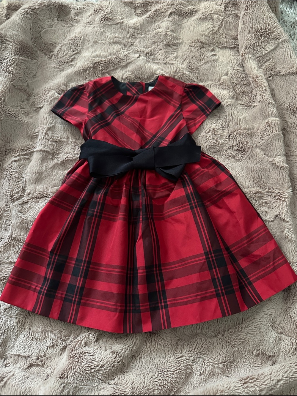 Polo by Ralph Lauren Red and Black Plaid Holiday Dress with Bow, 12 months